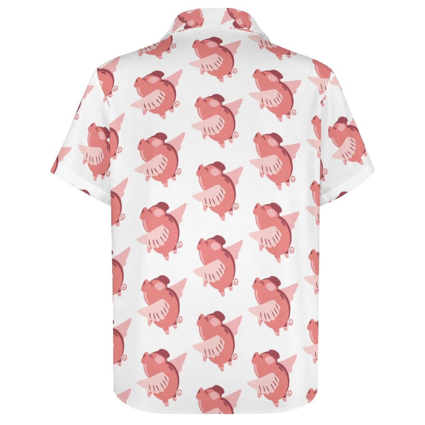 Men's Hawaiian Flying Pig Print Resort Shirt 2306101859