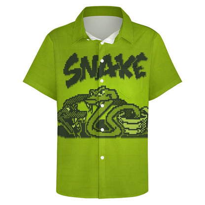 Men's Snake Print Casual Short Sleeve Shirt 2306102380