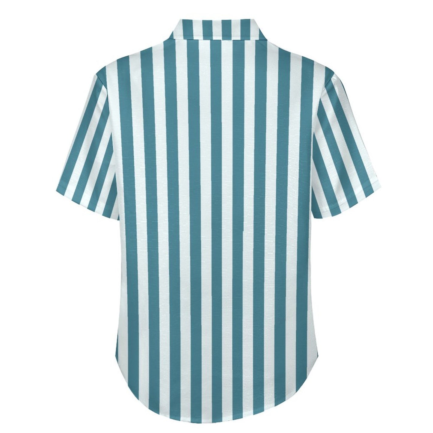 Men's Hemp Stripe Shark Print Vacation Hawaiian Shirt