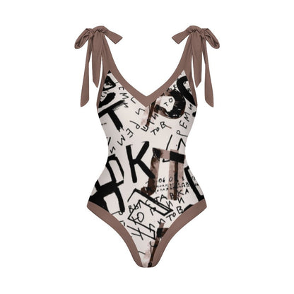 Casual Printed One-Piece Swimsuit And Cover Up 2305102429