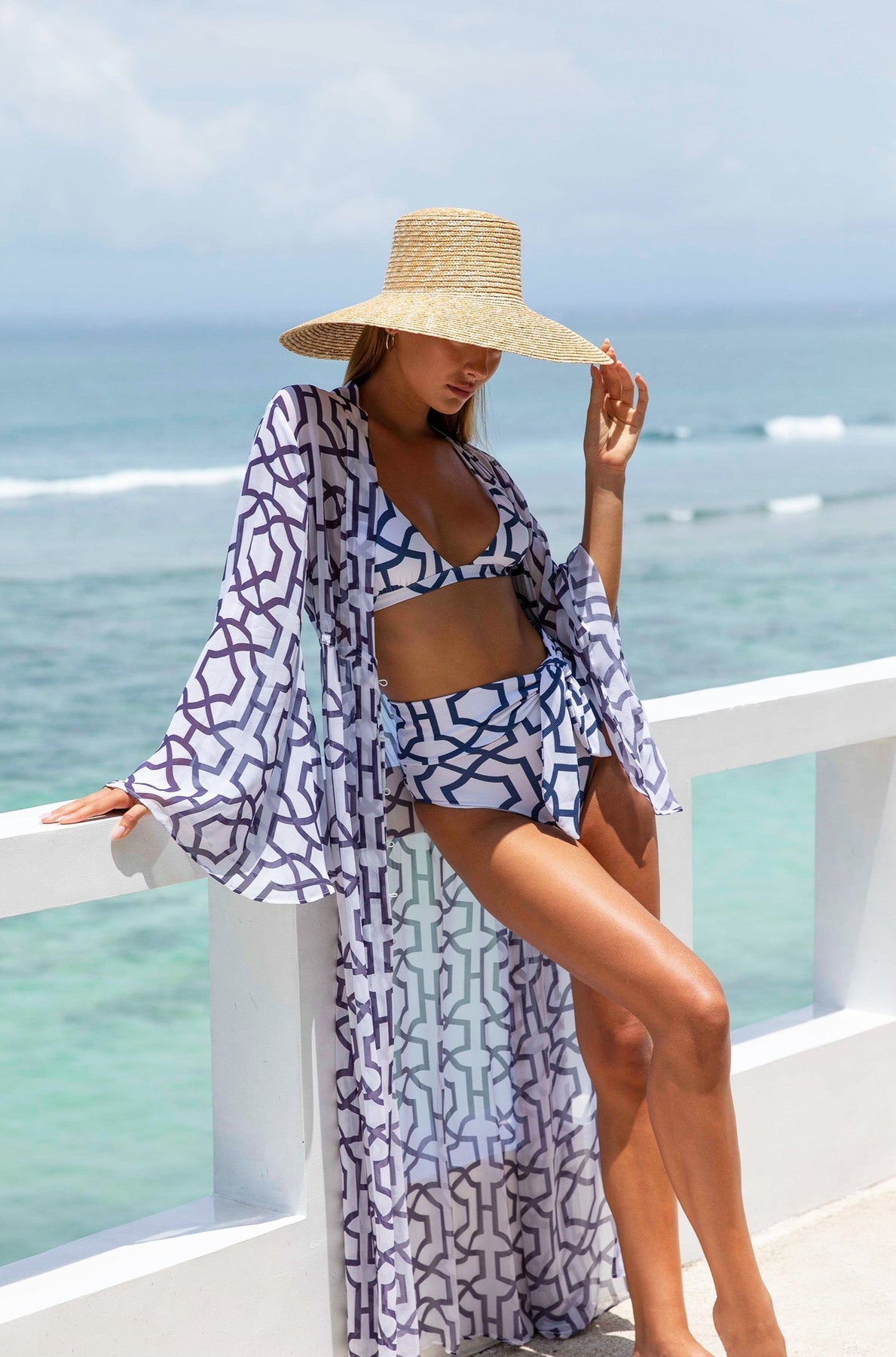 Tile Print Swimsuit and Cover-up