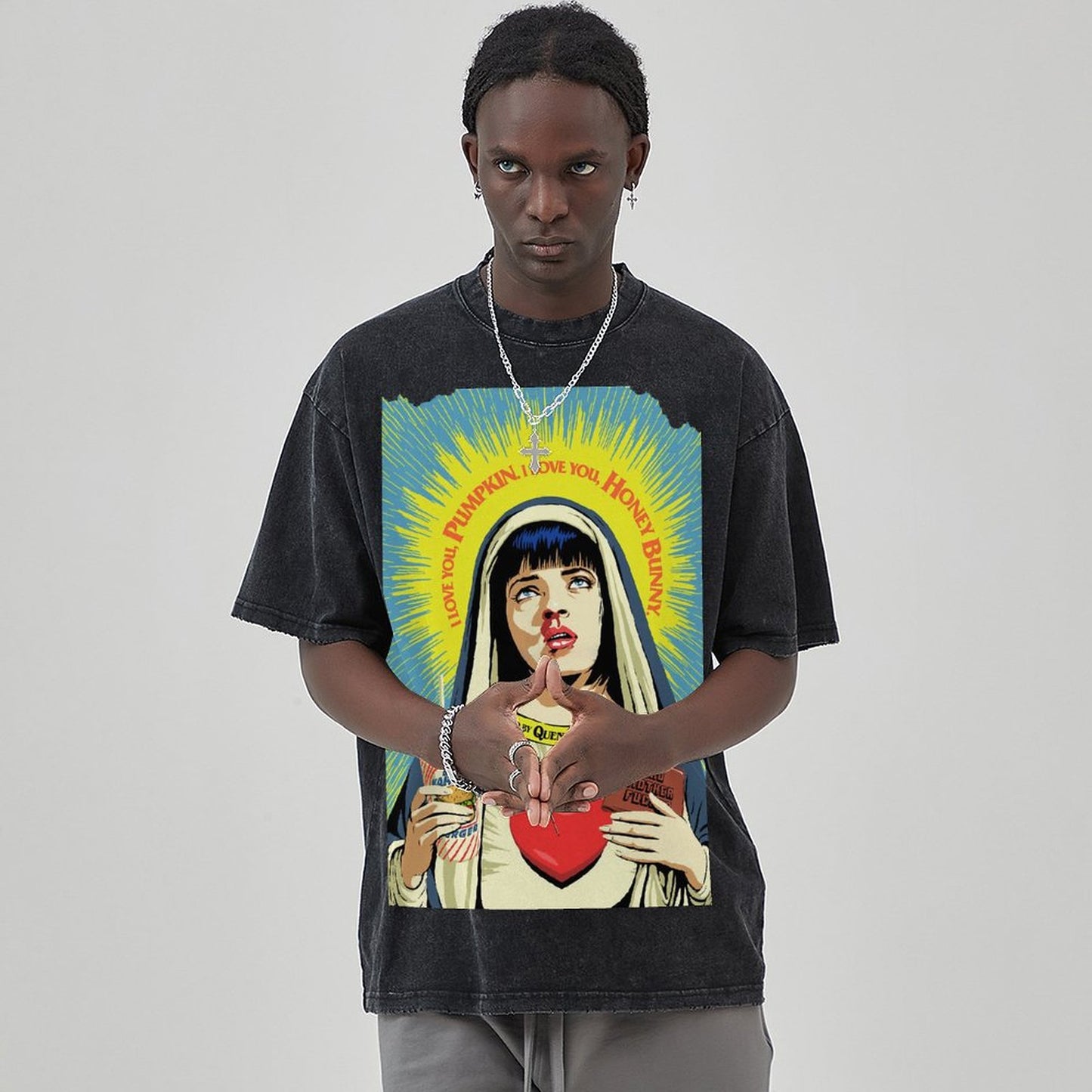 Unisex Vintage Solid Wash Denim T-Shirts