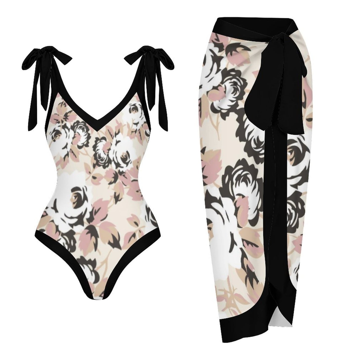 Casual Printed One Piece Swimsuit And Cover Up 2305106670