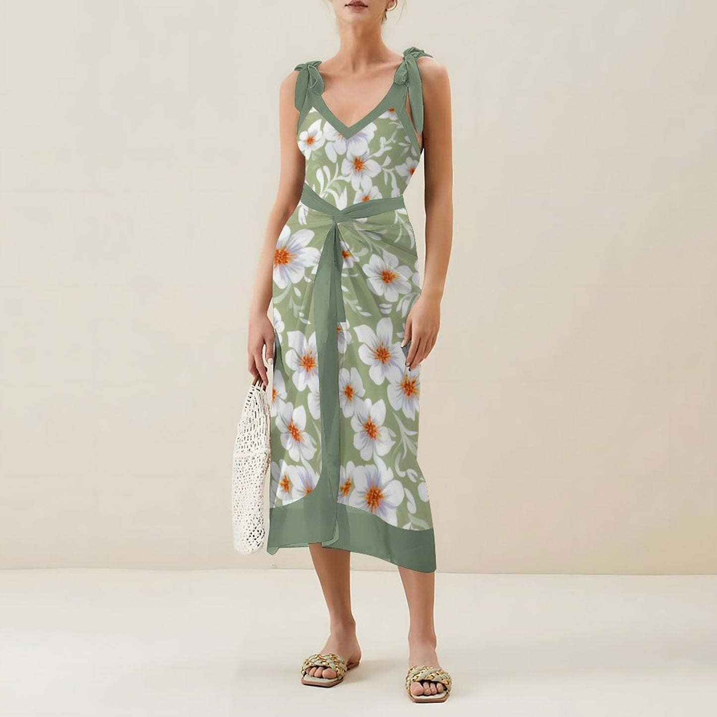 Casual Printed One-Piece Swimsuit And Cover Up 2305102419