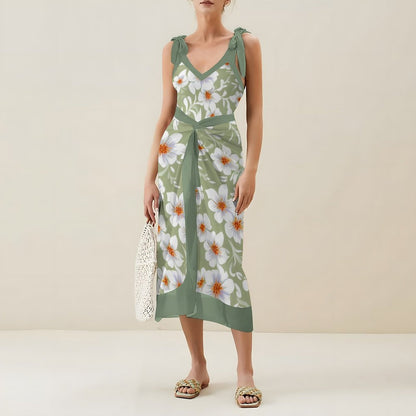 Casual Printed One-Piece Swimsuit And Cover Up 2305102419