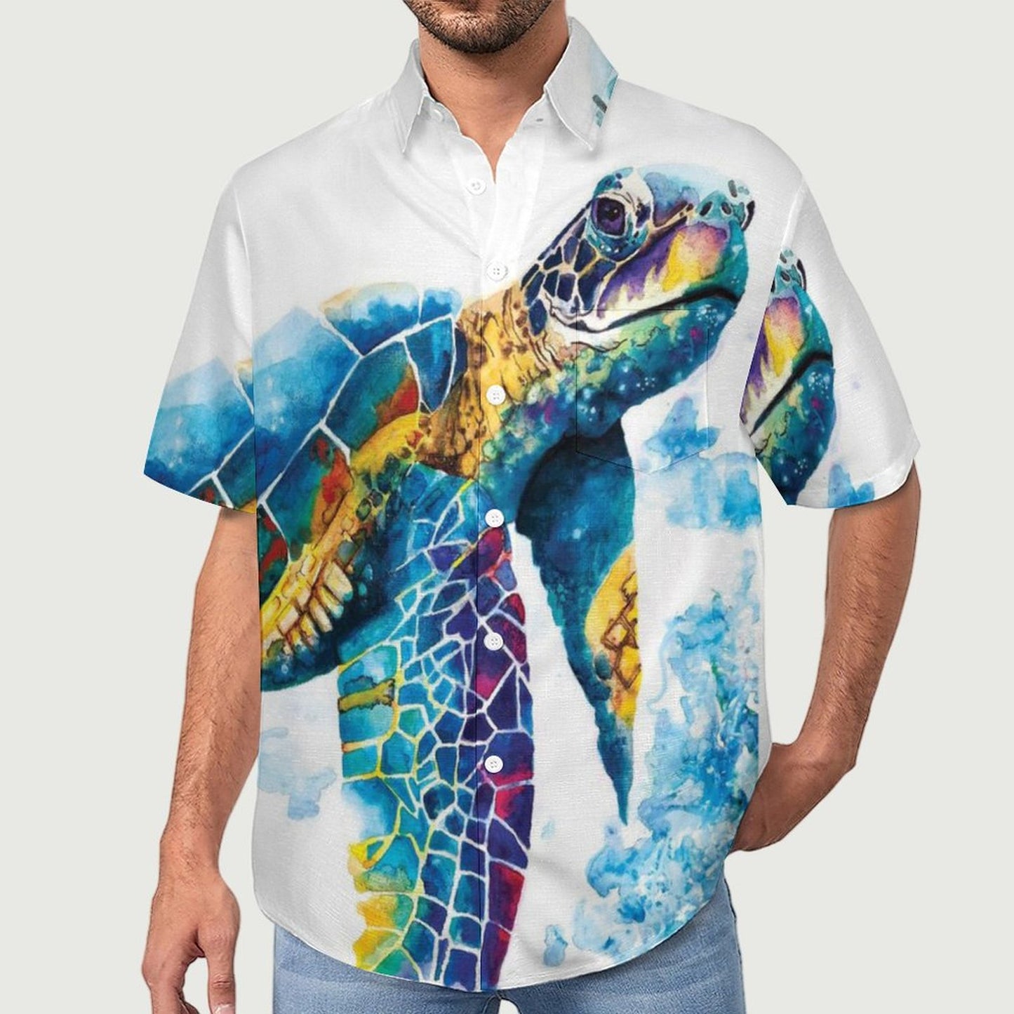 Men's Hawaiian Print Lapel Shirt 2304103196