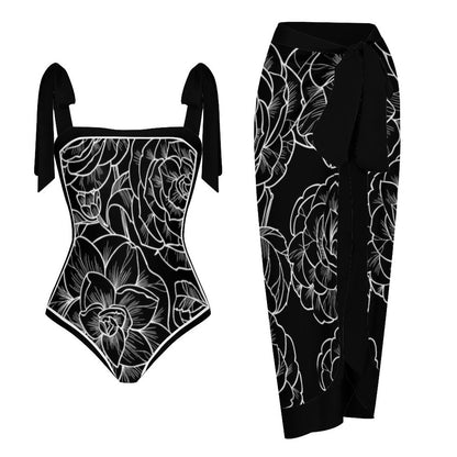 Fashion Printed One Piece Swimsuit And Cover Up 2305106478