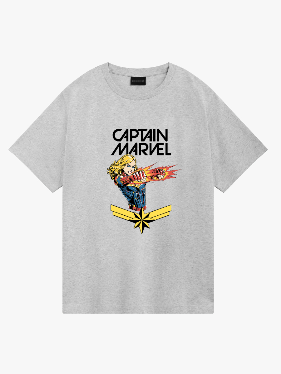 Women's Casual Captain Marvel Printed Round Neck Short Sleeve T-Shirt
