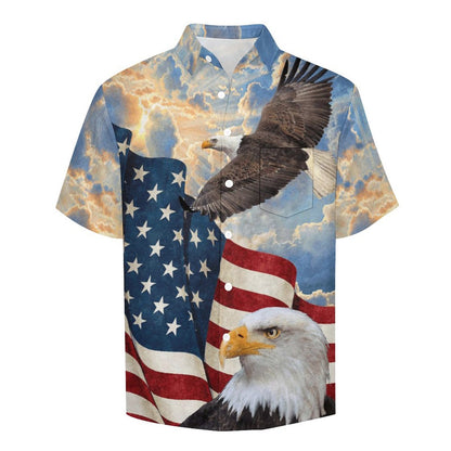 Men's Eagle American Flag Print Vacation Hawaiian Shirt 2305106649