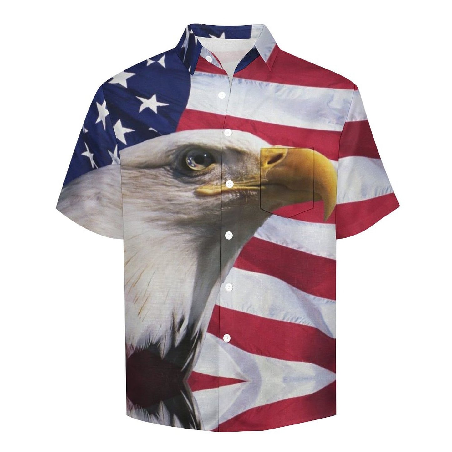 Men's Eagle American Flag Print Vacation Hawaiian Shirt 2305106653