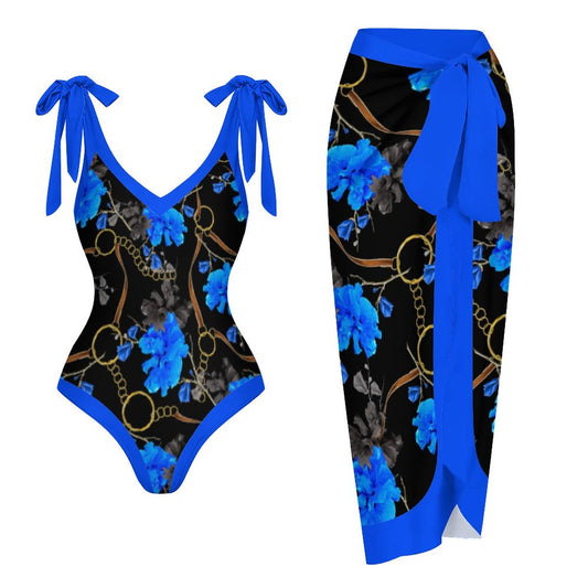Casual Printed One-Piece Swimsuit And Cover Up 2305102693