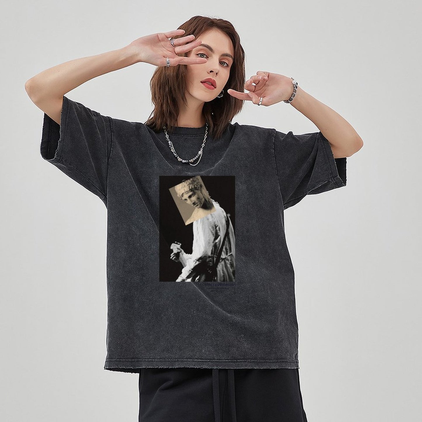 Unisex Vintage Solid Wash T-Shirts 2305102852