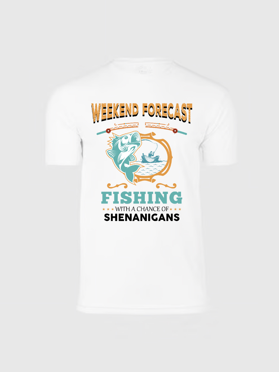 Men's Casual Fishing Printed Round Neck Short Sleeve T-Shirt