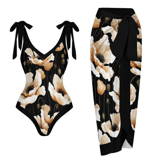 Casual Printed One-Piece Swimsuit And Cover Up 2305102673