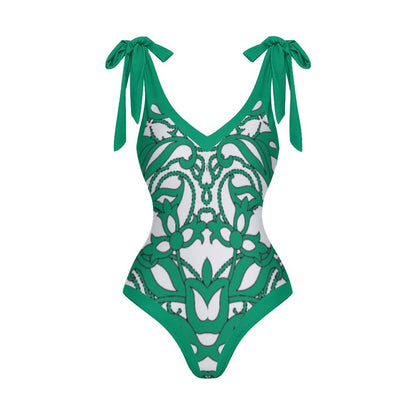 Casual Printed One-Piece Swimsuit And Cover Up 2305104273