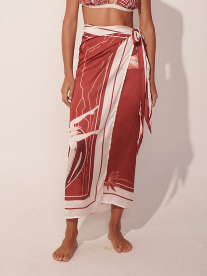 Printed One-Piece Swimsuit And Beach Kimono