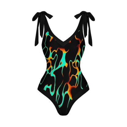 Casual Printed One-Piece Swimsuit And Cover Up 2305102422
