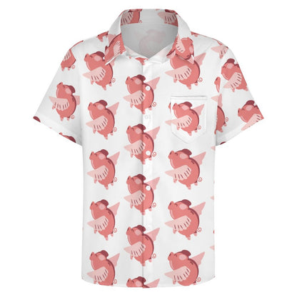 Men's Hawaiian Flying Pig Print Resort Shirt 2306101859
