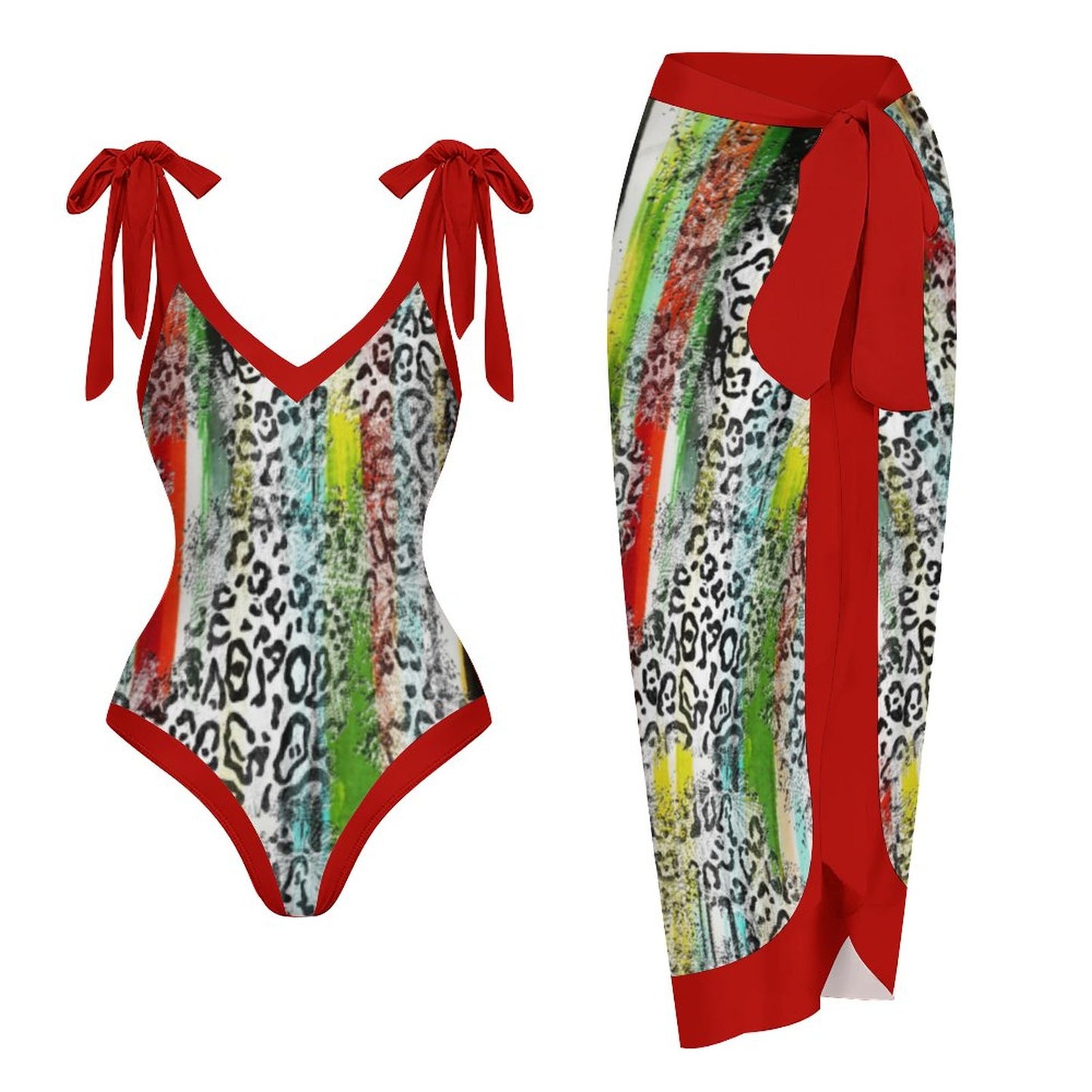 Casual Printed One-Piece Swimsuit And Cover Up 2305102687