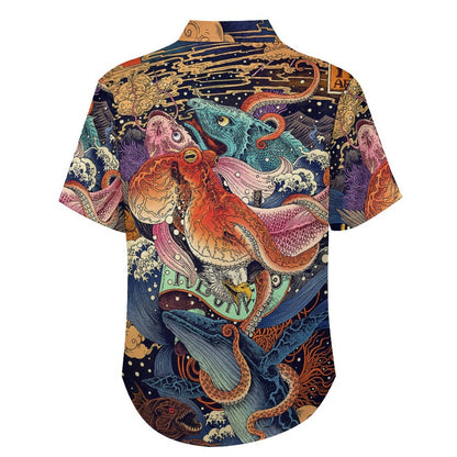 Men's Ukiyo-e Sea Life Print Vacation Hawaiian Shirt 2305106996