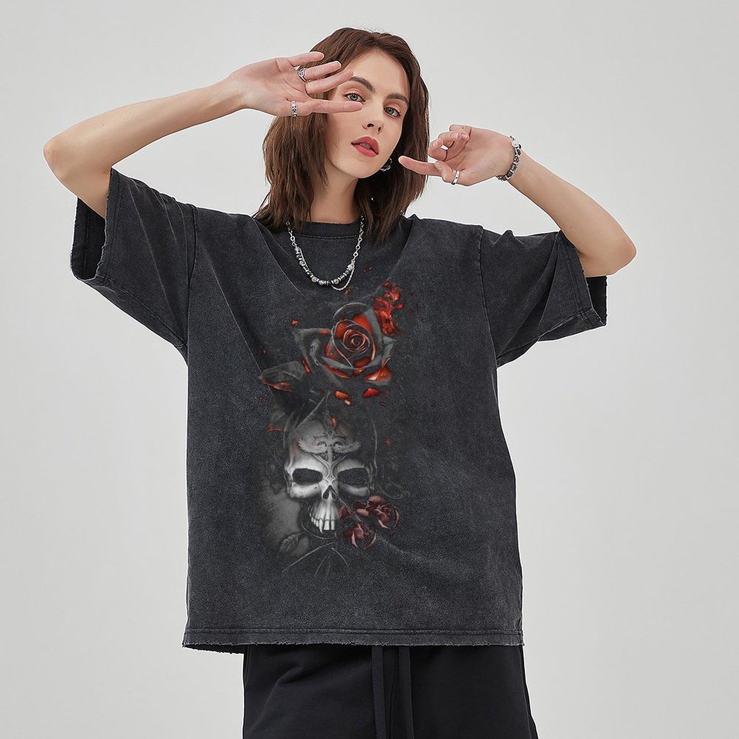 Unisex Vintage Solid Wash T-Shirts 2305104080
