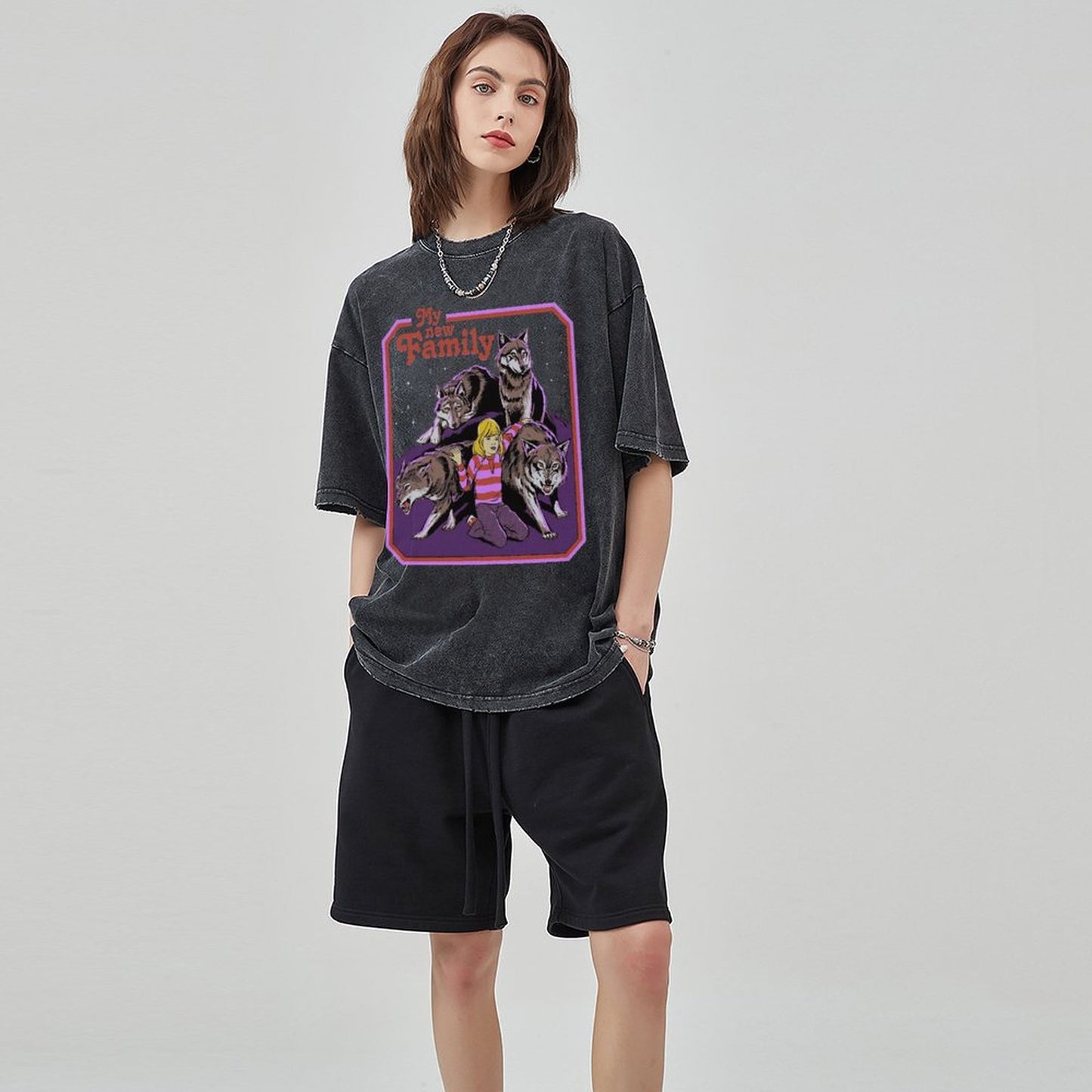 Unisex Vintage Solid Wash Denim T-Shirts
