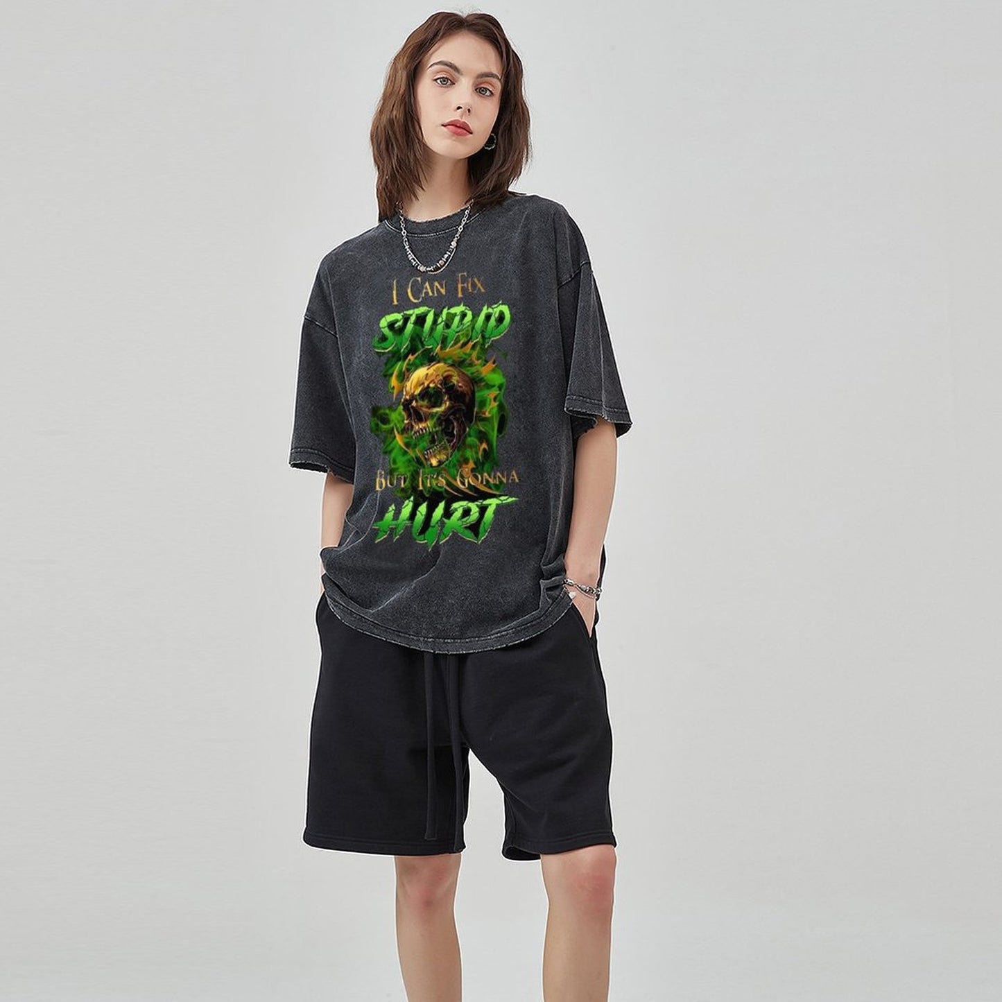 Unisex Vintage Solid Wash T-Shirts 2305104098