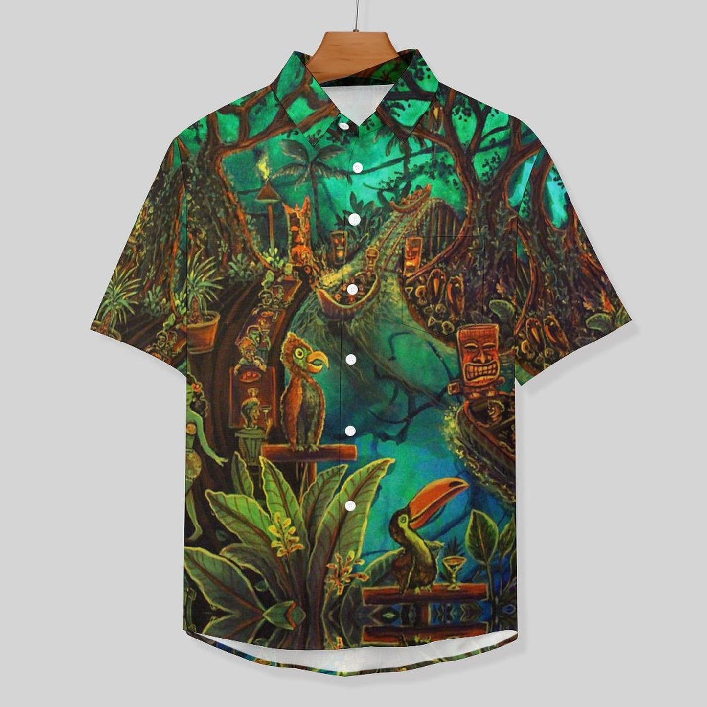 Tiki Chest Pocket Short Sleeve Hawaiian Shirt 2306100693