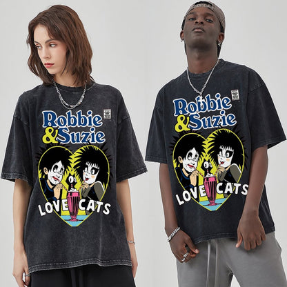 Unisex Vintage Solid Wash Denim T-Shirts