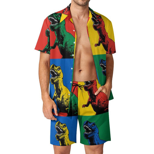 Men's Hawaiian Print Beach Two-Piece Suit 2305102308