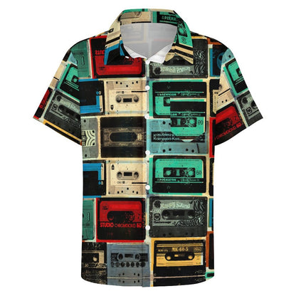 Men's Hawaiian Tape Print Vacation Shirt 2306101929