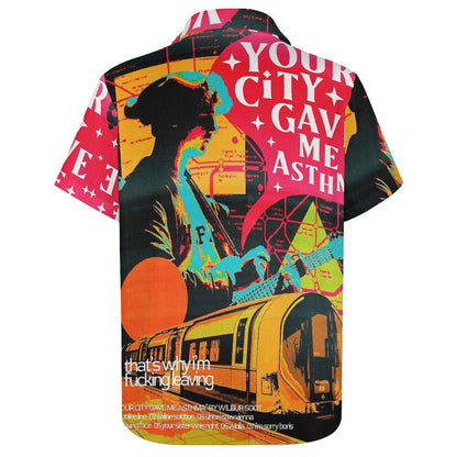Men's Hawaiian Your City Gave Me Asthma Print Casual Short Sleeve Shirt 2306102363