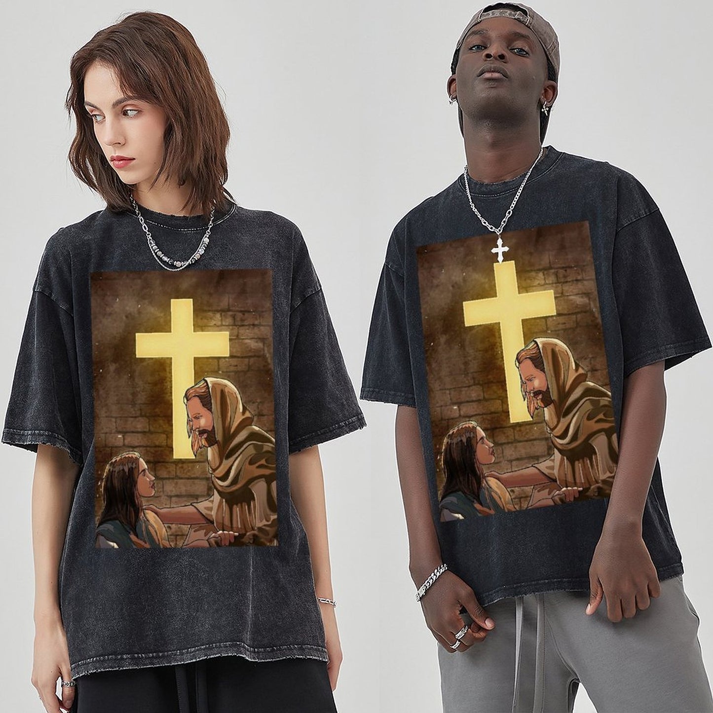 Unisex Vintage Solid Wash T-Shirts 2305103964
