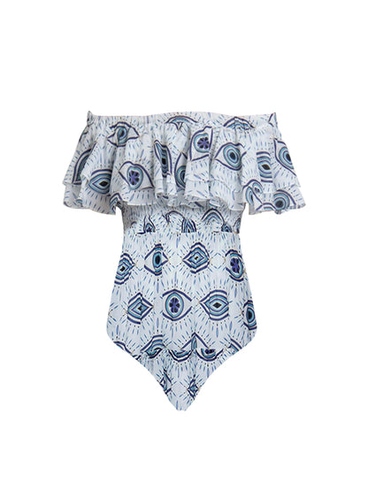 Eye printed swimsuit and cover Up