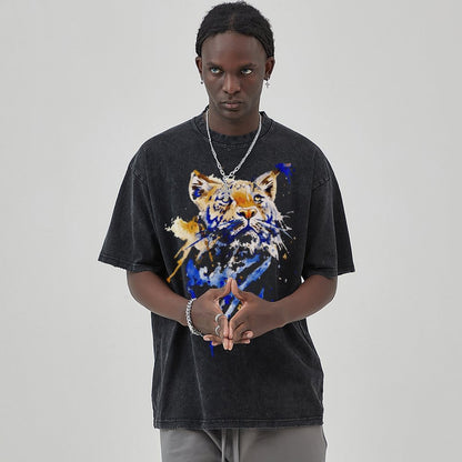 Mens Cotton Wash Solid T-Shirts Oversized Unisex Short Sleeve Streetwear Rap Hip Hop Basic Tee Tops 2305101619
