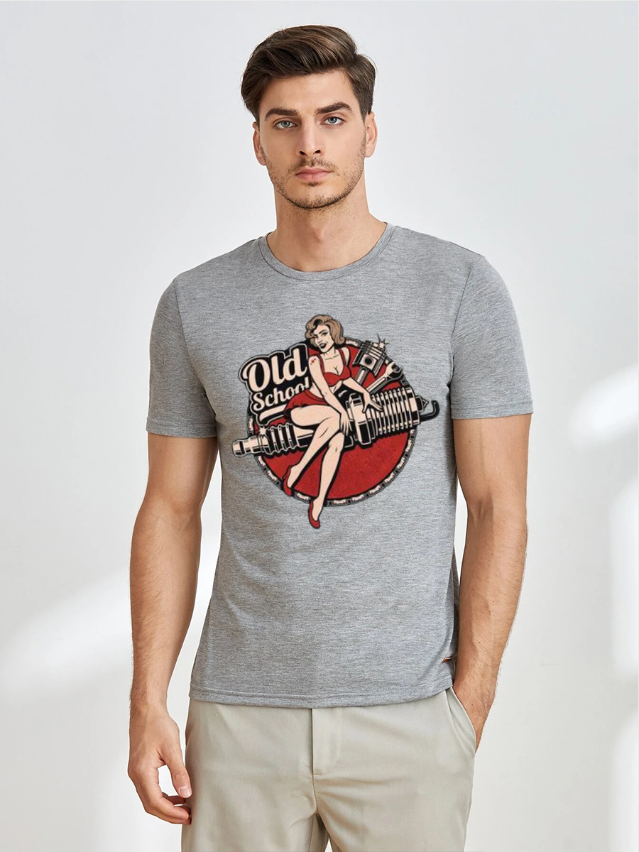 Unisex Round Neck Casual Printed Short Sleeve T-Shirt