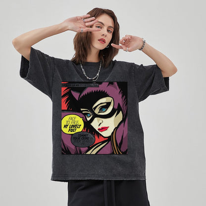 Unisex Vintage Solid Wash Denim T-Shirts