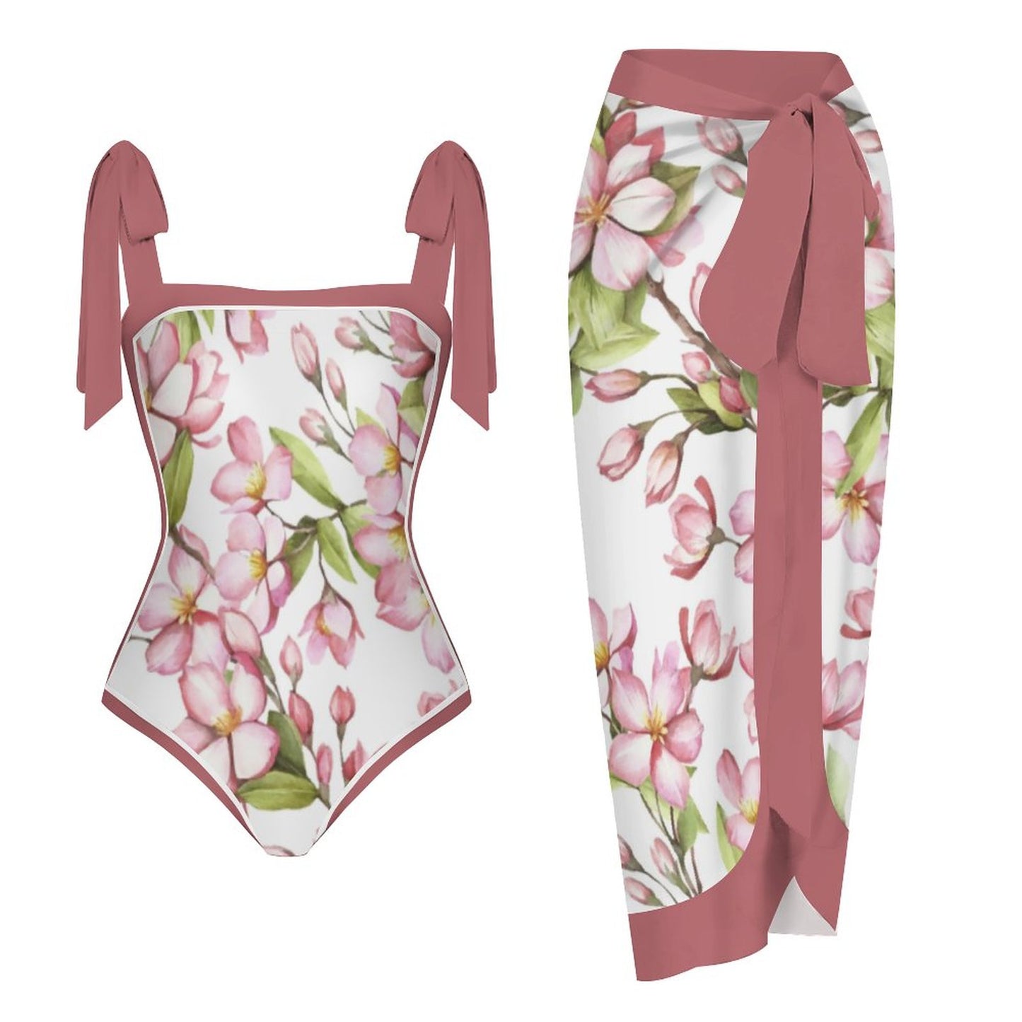 Fashion Printed One Piece Swimsuit And Cover Up 2305104981