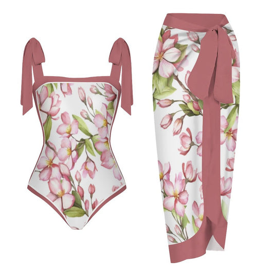 Fashion Printed One Piece Swimsuit And Cover Up 2305104981