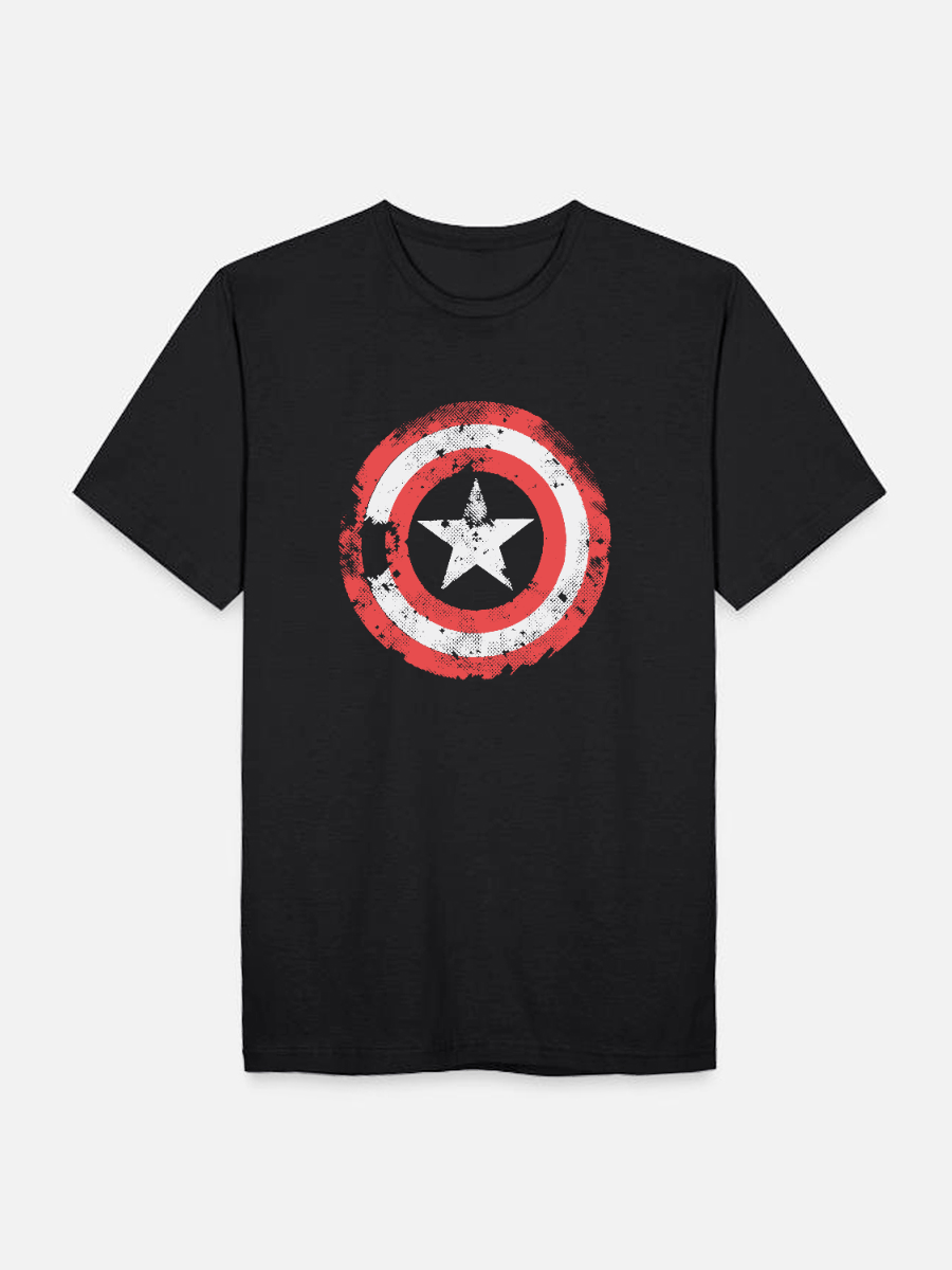 Men's Casual Captain America Printed Round Neck Short Sleeve T-Shirt