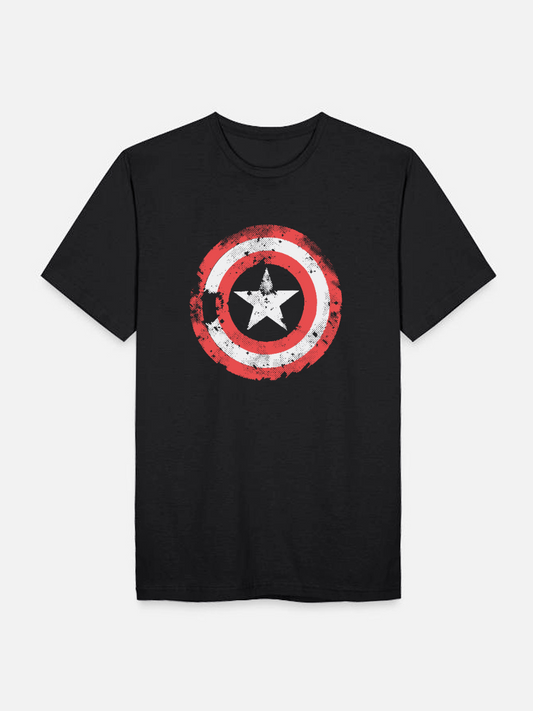 Men's Casual Captain America Printed Round Neck Short Sleeve T-Shirt