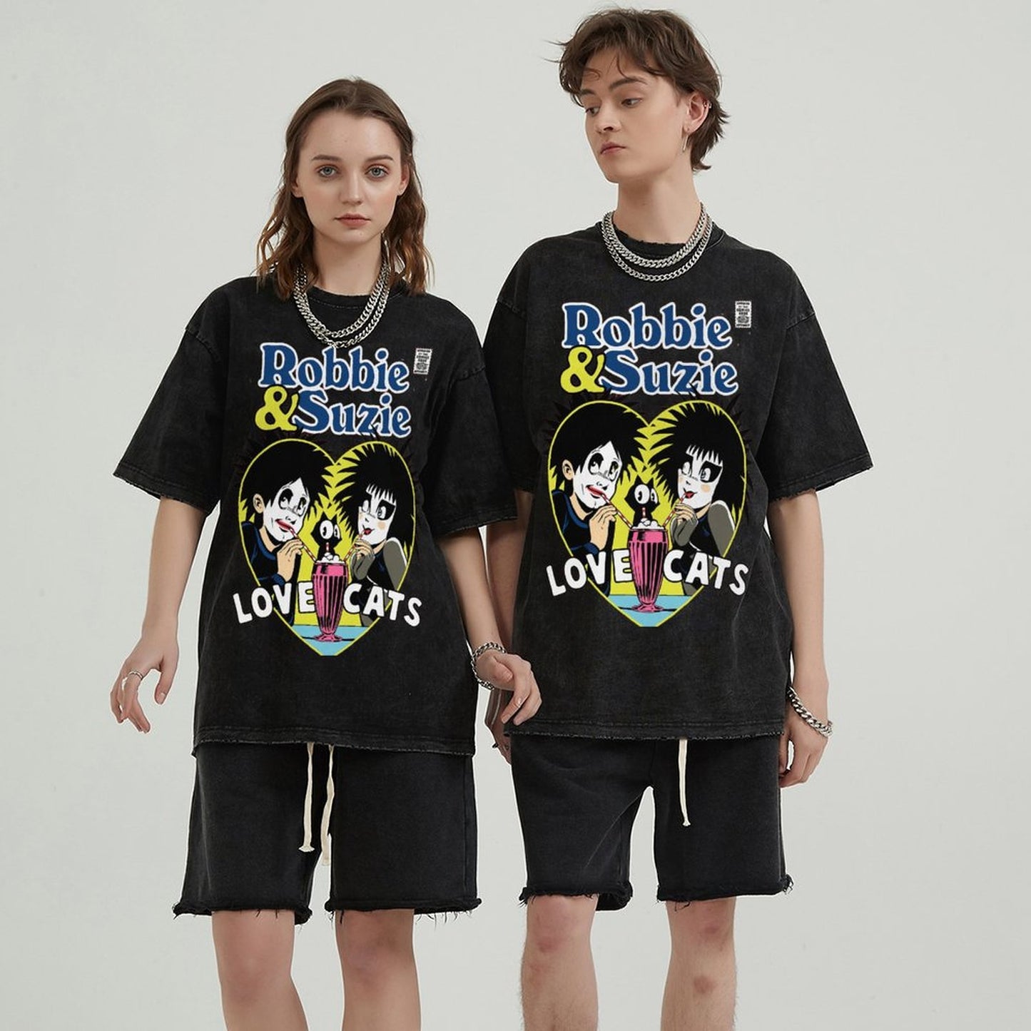 Unisex Vintage Solid Wash Denim T-Shirts