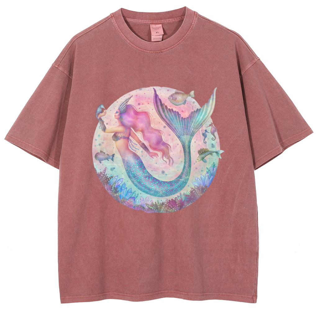 Mens Cotton Wash Solid T-Shirts Oversized Unisex Short Sleeve Streetwear Rap Hip Hop Basic Tee Tops