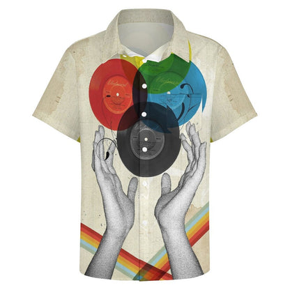 Men's Hawaiian Vinyl Print Vacation Shirt 2306101931