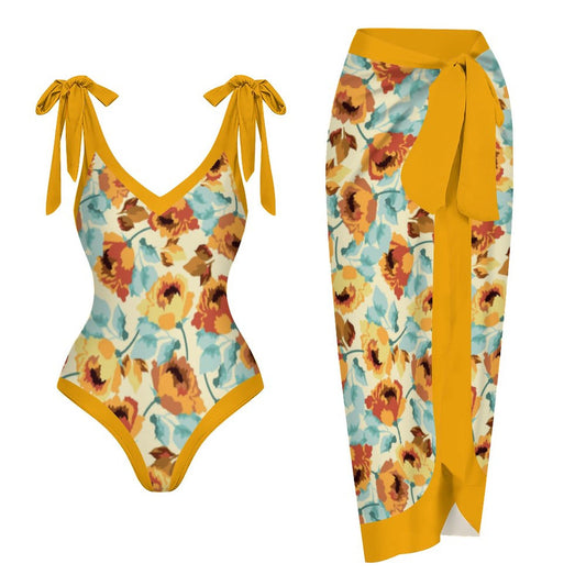 Casual Printed One-Piece Swimsuit And Cover Up 2305102395