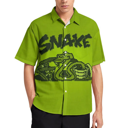 Men's Snake Print Casual Short Sleeve Shirt 2306102380
