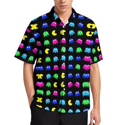 Men's Little Monster Print Casual Short Sleeve Shirt 2306102379