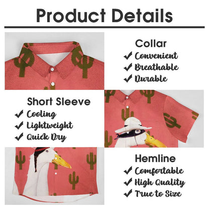 Men's Hawaiian Cactus Duck Print Casual Short Sleeve Shirt 2306102835
