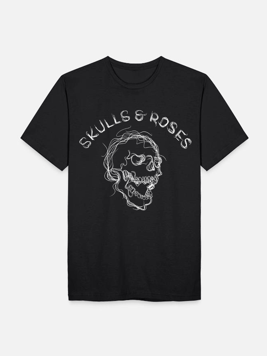 Men's Casual  Skeleton Printed Round Neck Short Sleeve T-Shirt