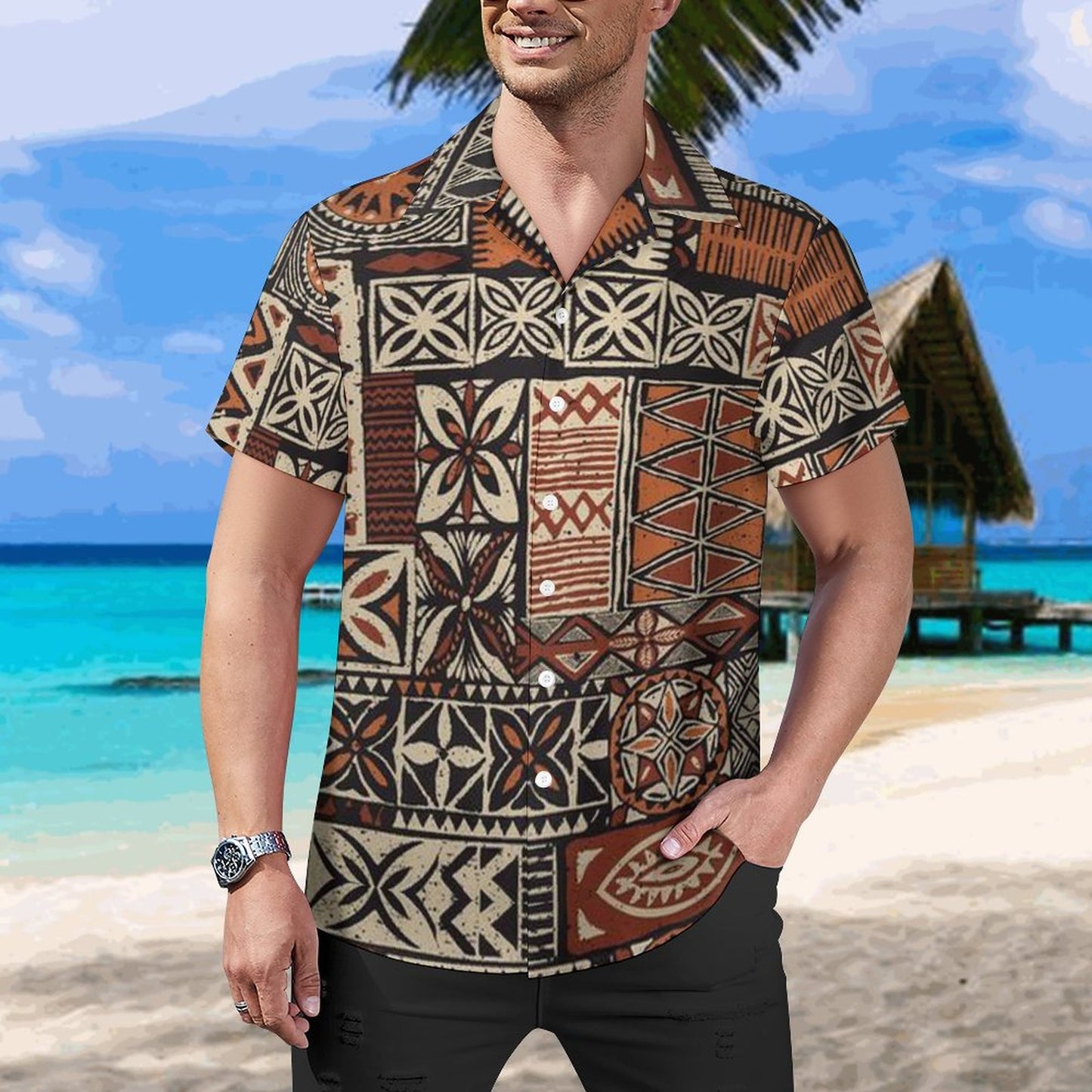 Men's Hawaiian Casual Short Sleeve Shirt 2305102400